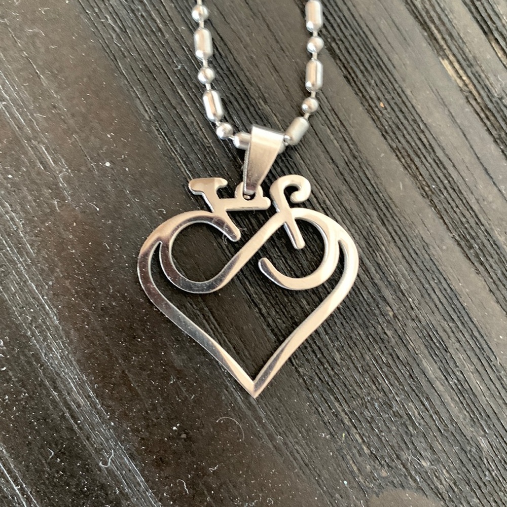Etsy Silver Love Bicycling Necklace